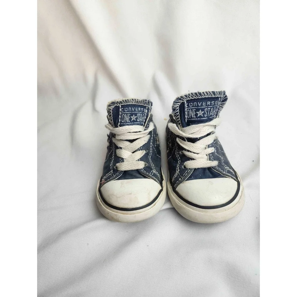 Converse One Star Infant Shoes Size 6 Blue Canvas Sneakers Toddler Low Top